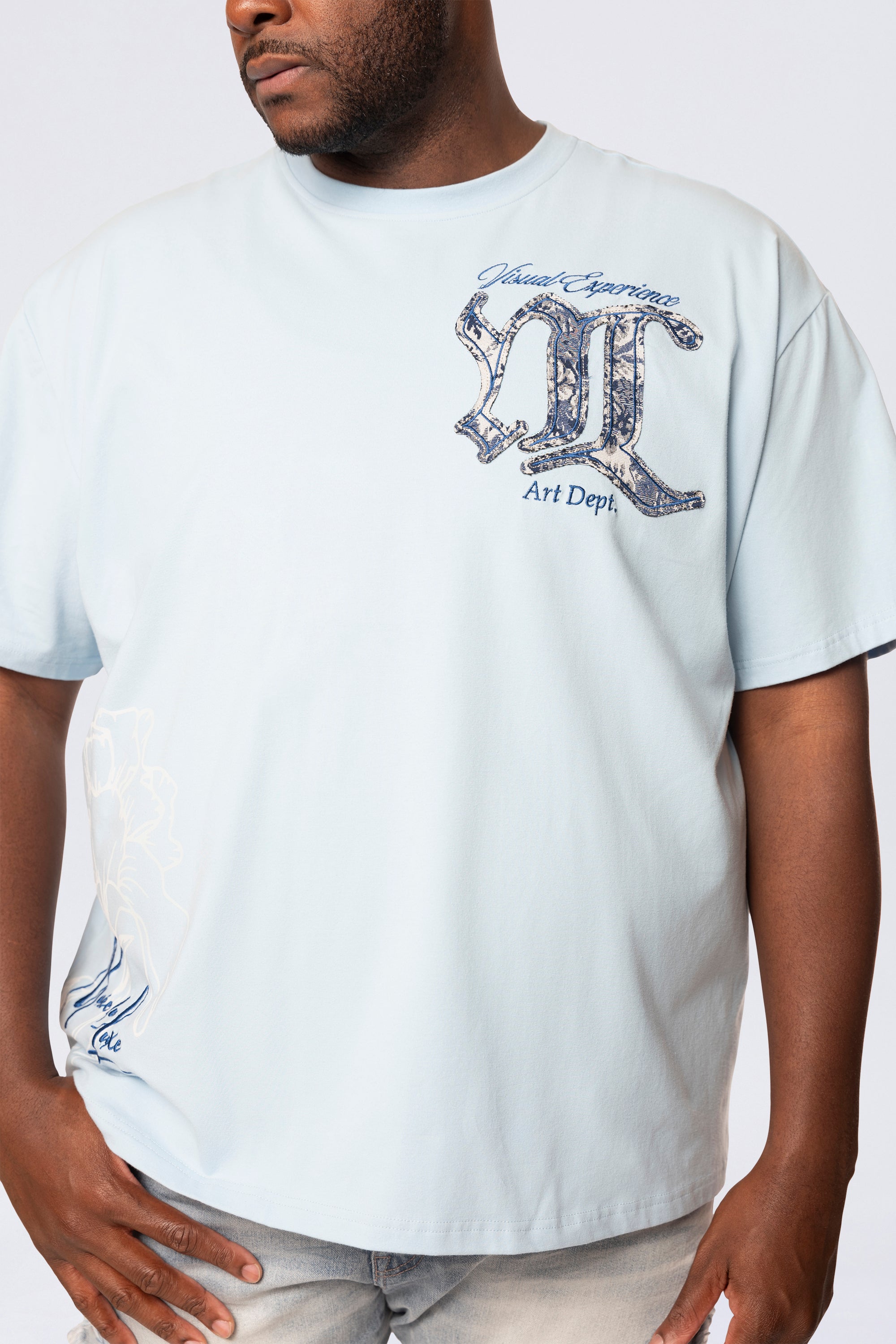 Big and Tall - Tapestry Patch SS Tee - Cerulean