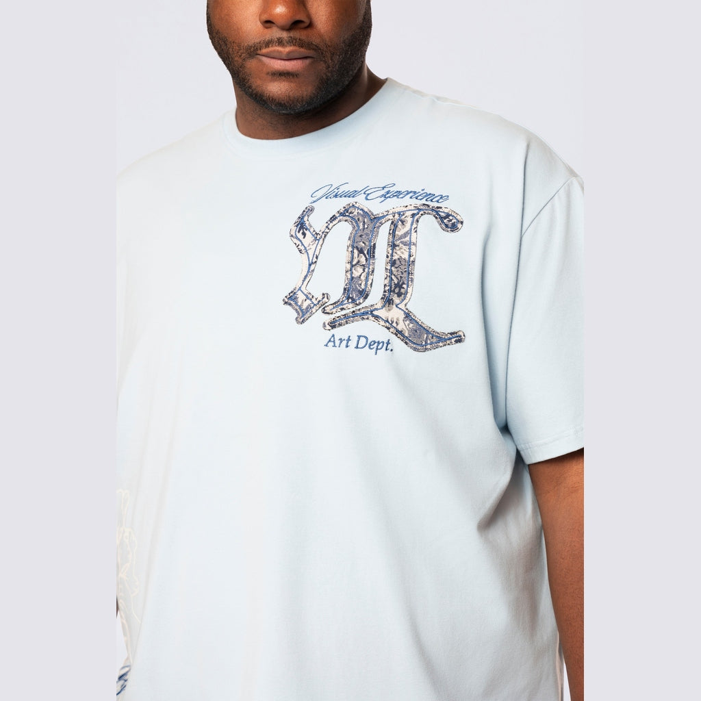 Smoke Rise Big and Tall Big and Tall - Tapestry Patch SS Tee - Cerulean