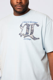 Big and Tall - Tapestry Patch SS Tee - Cerulean