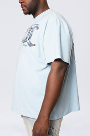 Big and Tall - Tapestry Patch SS Tee - Cerulean