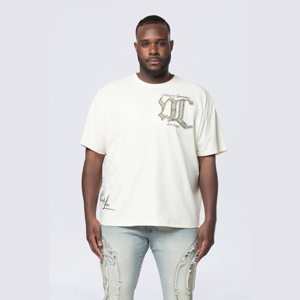 Smoke Rise Big and Tall Big and Tall - Tapestry Patch SS Tee - Ecru
