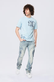 Tapestry Patch SS Tee - Cerulean