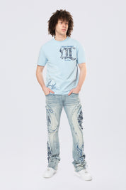 Tapestry Patch SS Tee - Cerulean