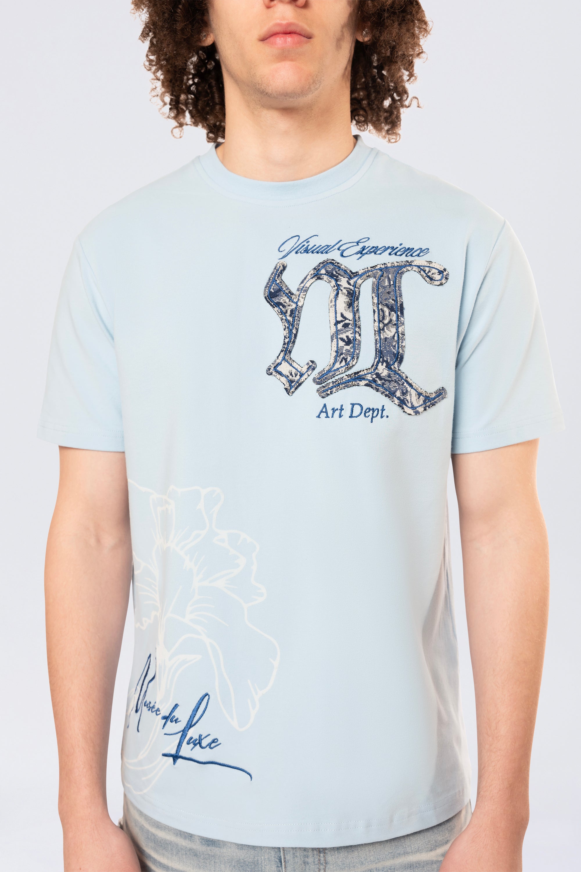 Tapestry Patch SS Tee - Cerulean