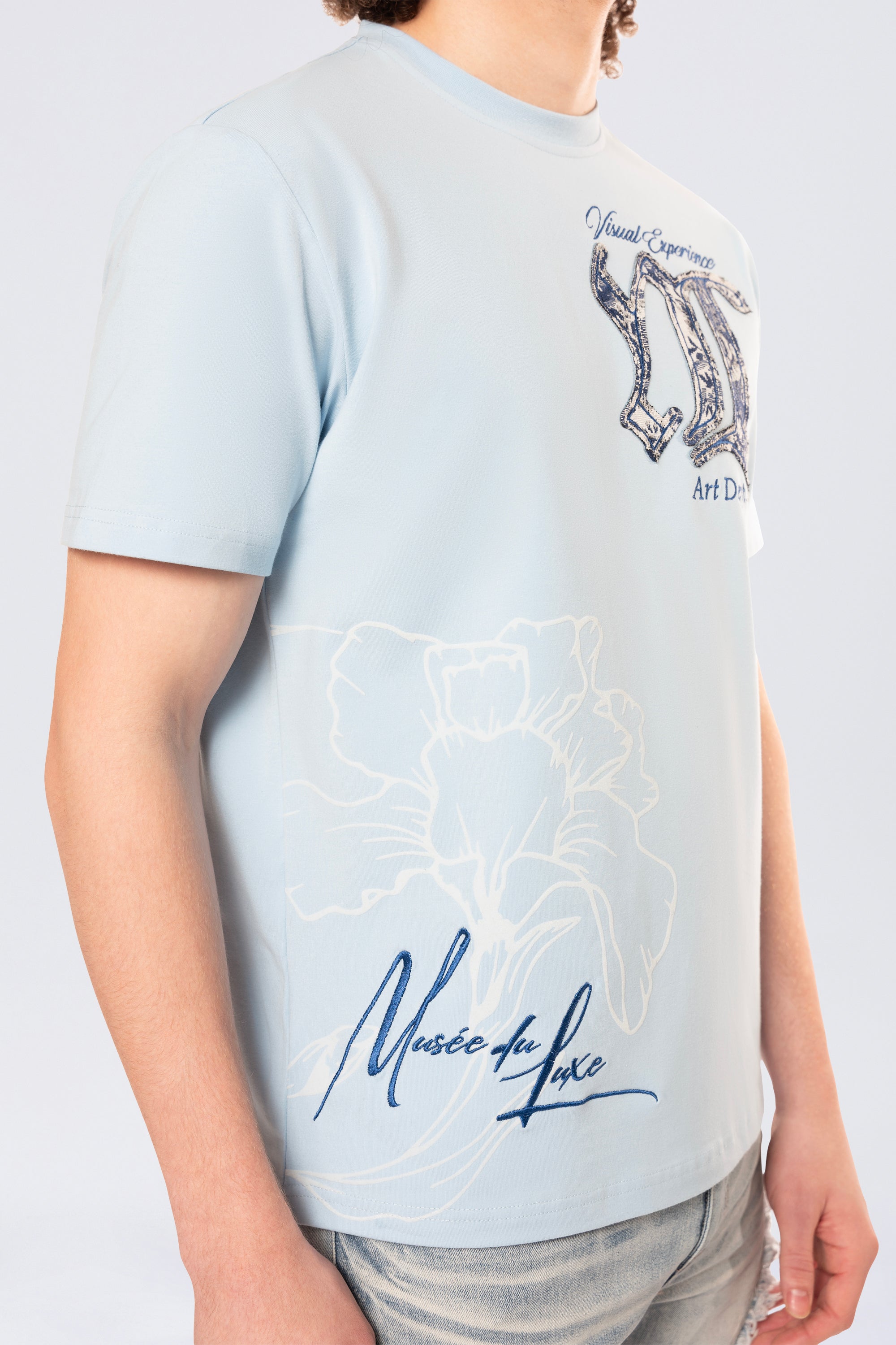 Tapestry Patch SS Tee - Cerulean