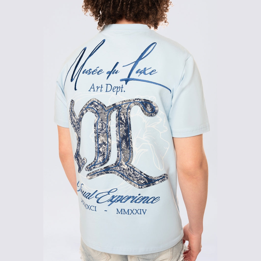 Smoke Rise Tapestry Patch SS Tee - Cerulean