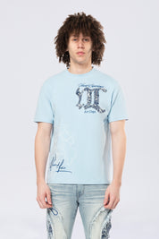 Tapestry Patch SS Tee - Cerulean