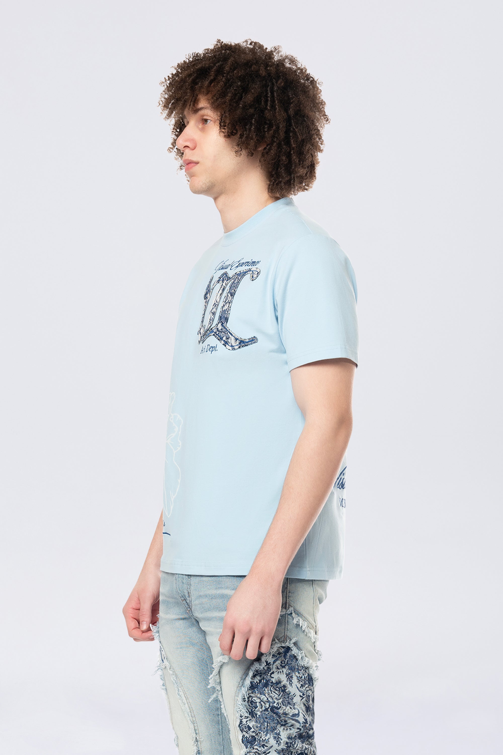 Tapestry Patch SS Tee - Cerulean