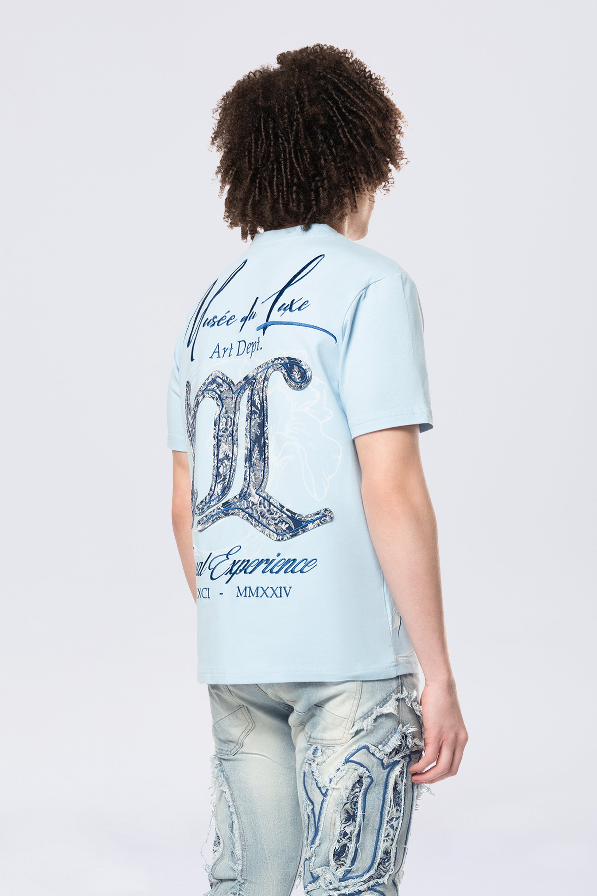 Tapestry Patch SS Tee - Cerulean