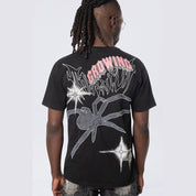 Smoke Rise Stitched Embroidered SS Tee - Black