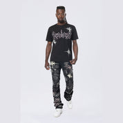 Smoke Rise Stitched Embroidered SS Tee - Black