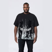 Smoke Rise Big and Tall Big and Tall - Flocked Print SS Tee - Black