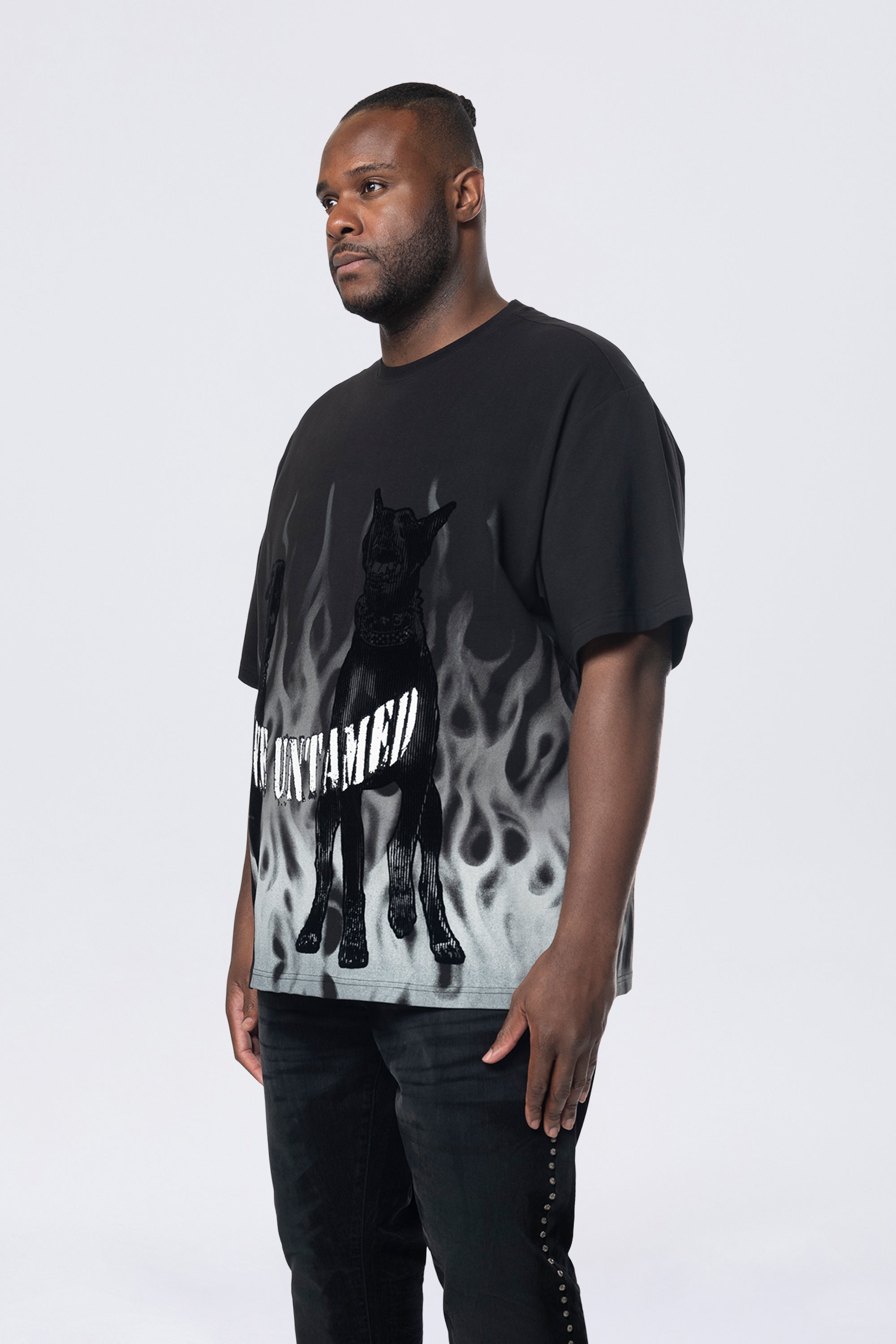 Big and Tall - Flocked Print SS Tee - Black