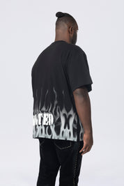 Big and Tall - Flocked Print SS Tee - Black