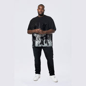 Smoke Rise Big and Tall Big and Tall - Flocked Print SS Tee - Black