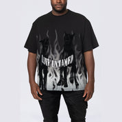 Smoke Rise Big and Tall Big and Tall - Flocked Print SS Tee - Black