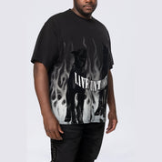 Smoke Rise Big and Tall Big and Tall - Flocked Print SS Tee - Black