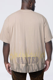 Big and Tall - Flocked Print SS Tee - Sandstone