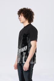 Flocked Print SS Tee - Black