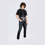 Smoke Rise Flocked Print SS Tee - Black