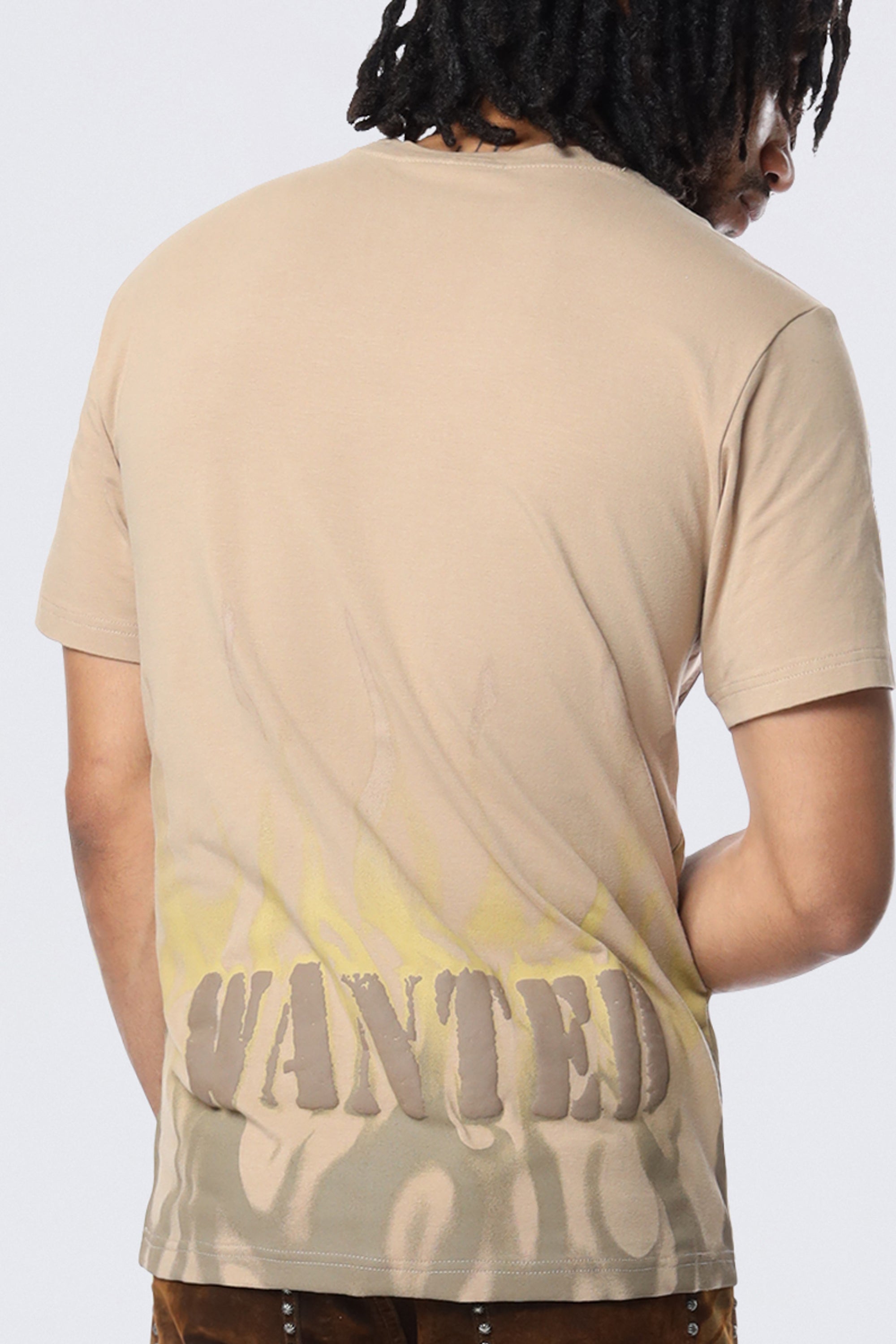 Flocked Print SS Tee - Sandstone