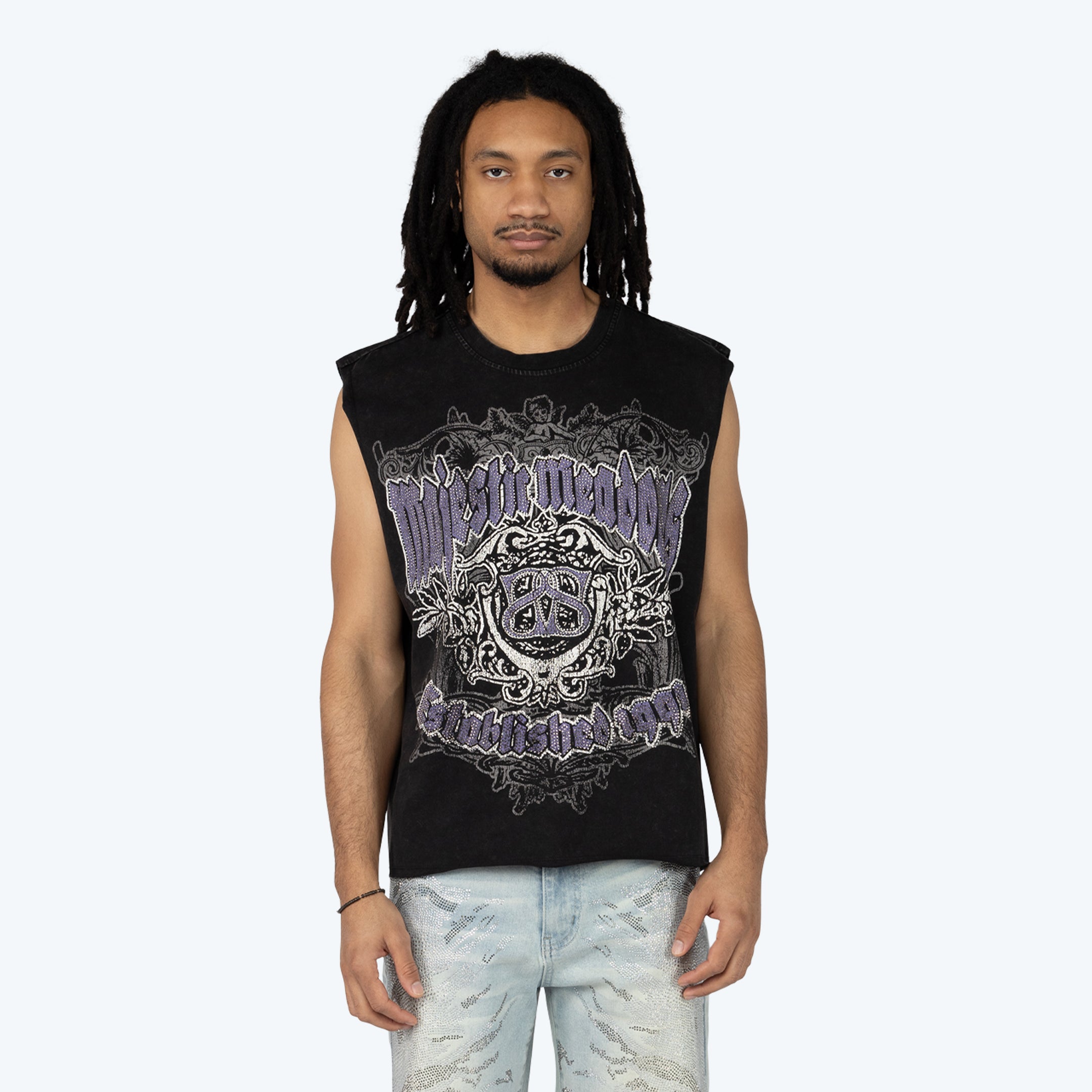 Oversized Cropped Maximalist Muscle T-Shirt - Graphite