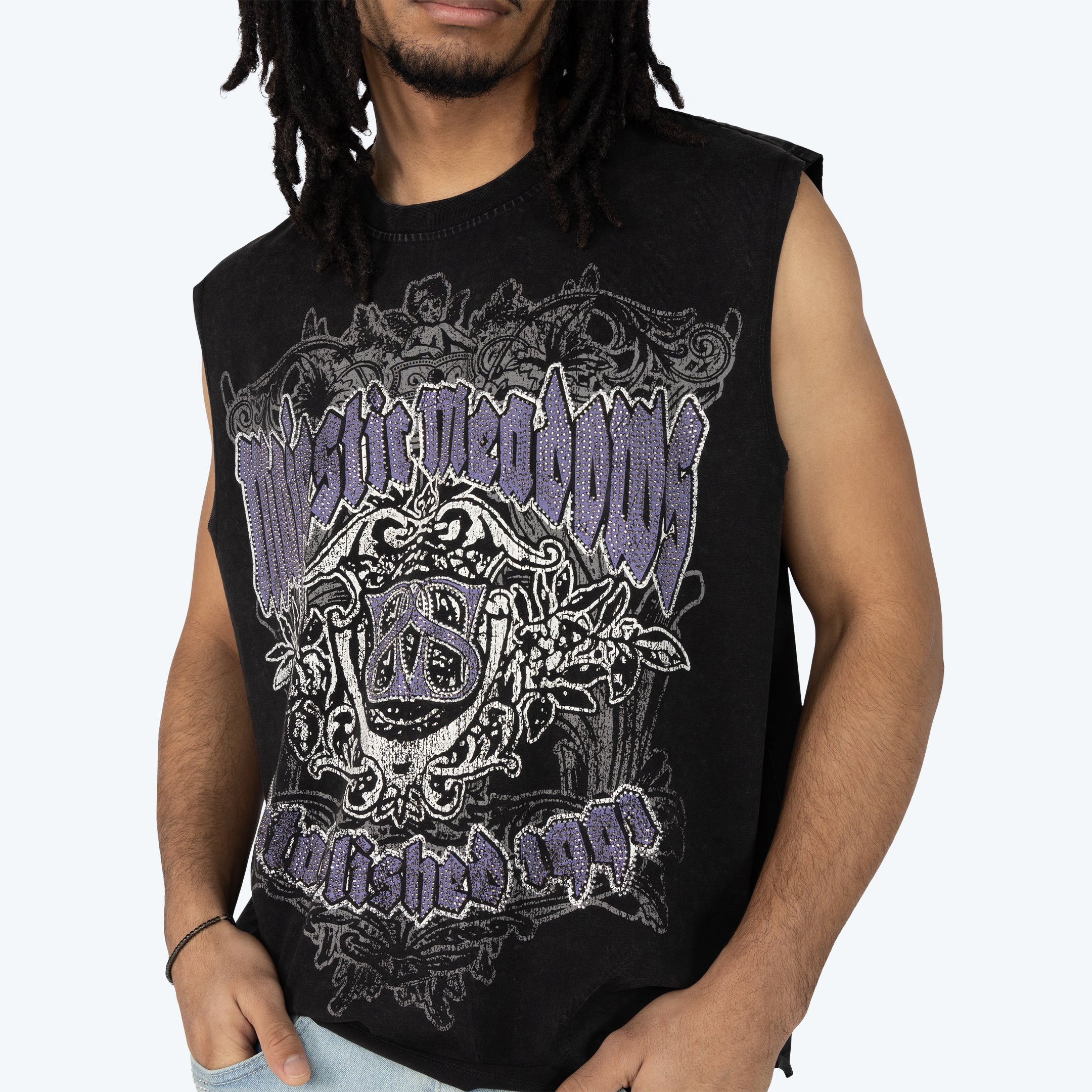 Oversized Cropped Maximalist Muscle T-Shirt - Graphite