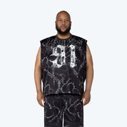 Big and Tall - Dystopia Printed French Terry Sleeveless Tee