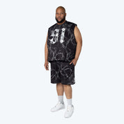 Big and Tall - Dystopia Printed Mesh Shorts