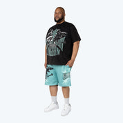 Big and Tall - Maximalist Printed Mesh Shorts - Ice Green