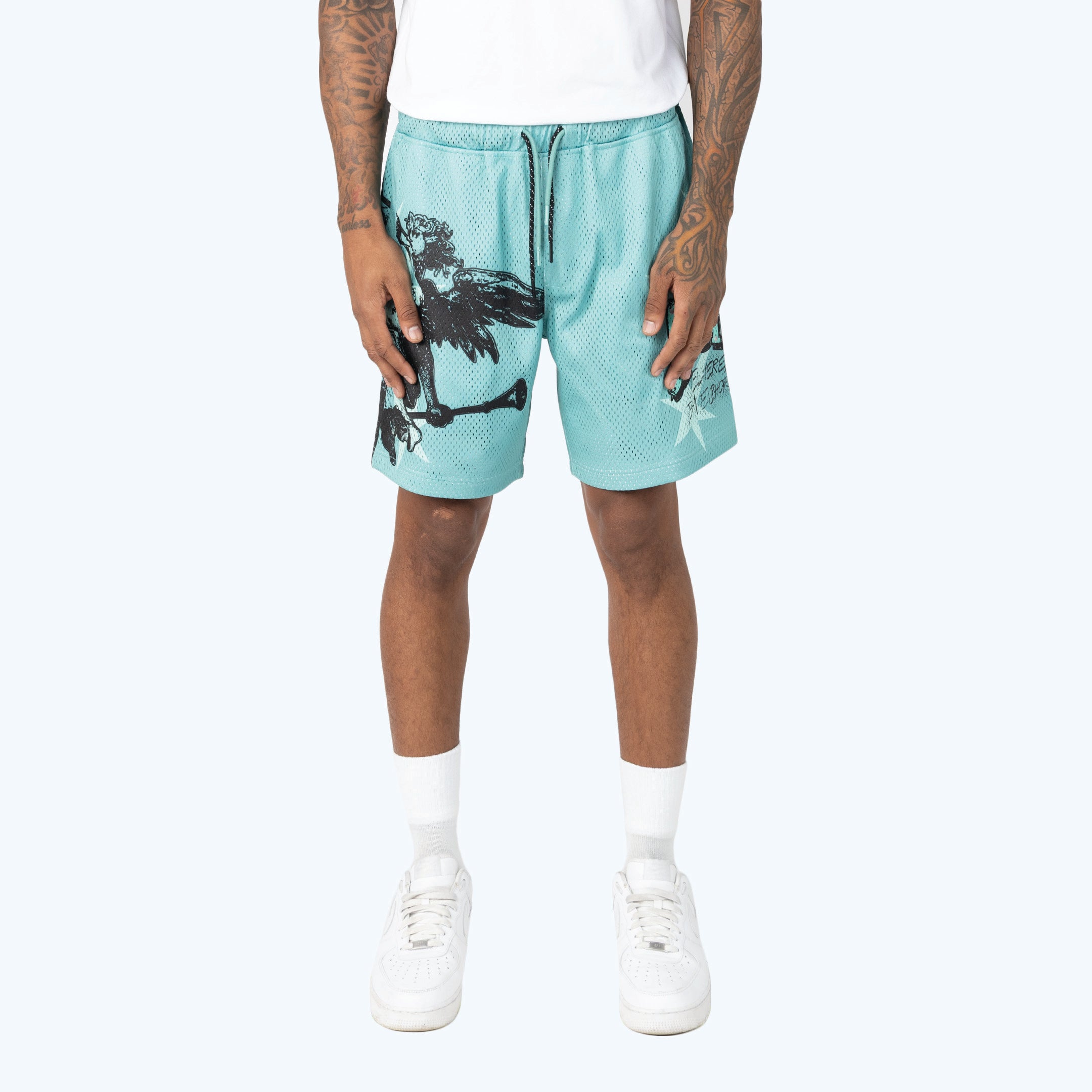 Lounge Maximalist Printed Mesh Shorts - Ice Green
