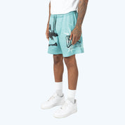Lounge Maximalist Printed Mesh Shorts - Ice Green