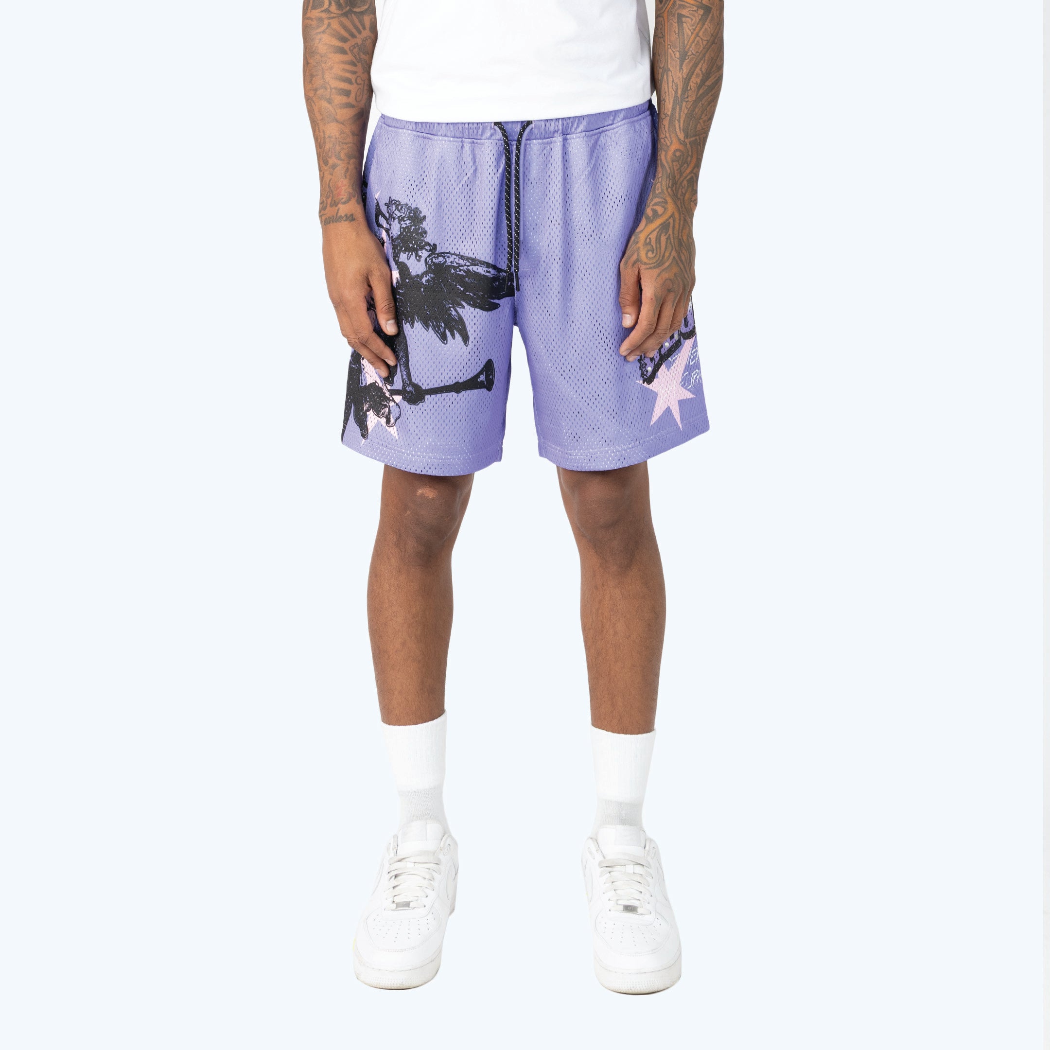 Lounge Maximalist Printed Mesh Shorts - Paisley Purple