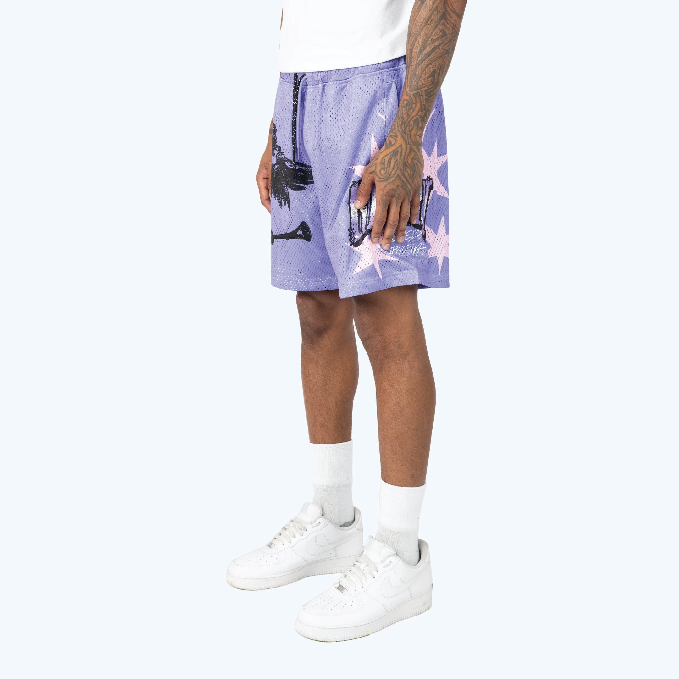 Lounge Maximalist Printed Mesh Shorts - Paisley Purple
