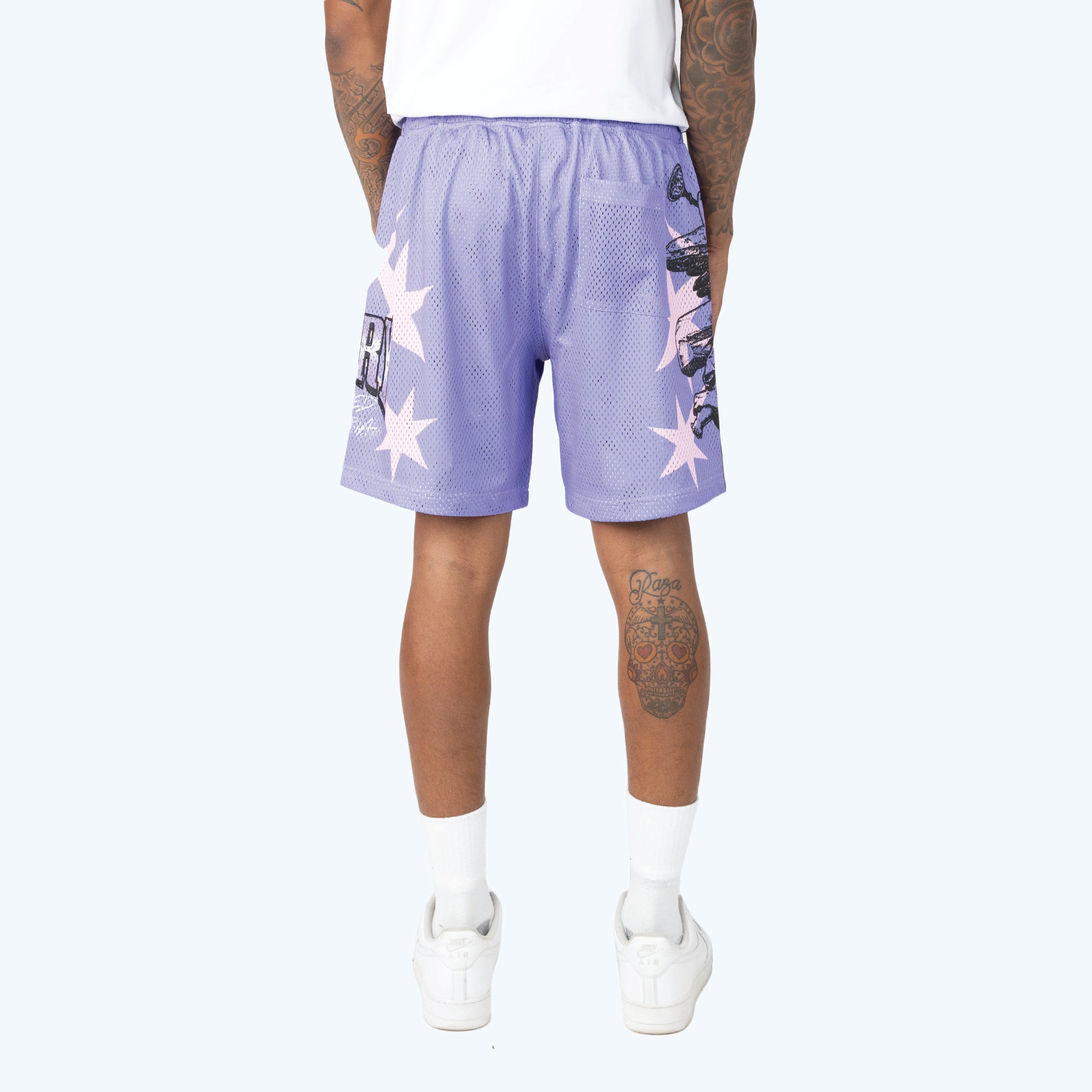 Lounge Maximalist Printed Mesh Shorts - Paisley Purple