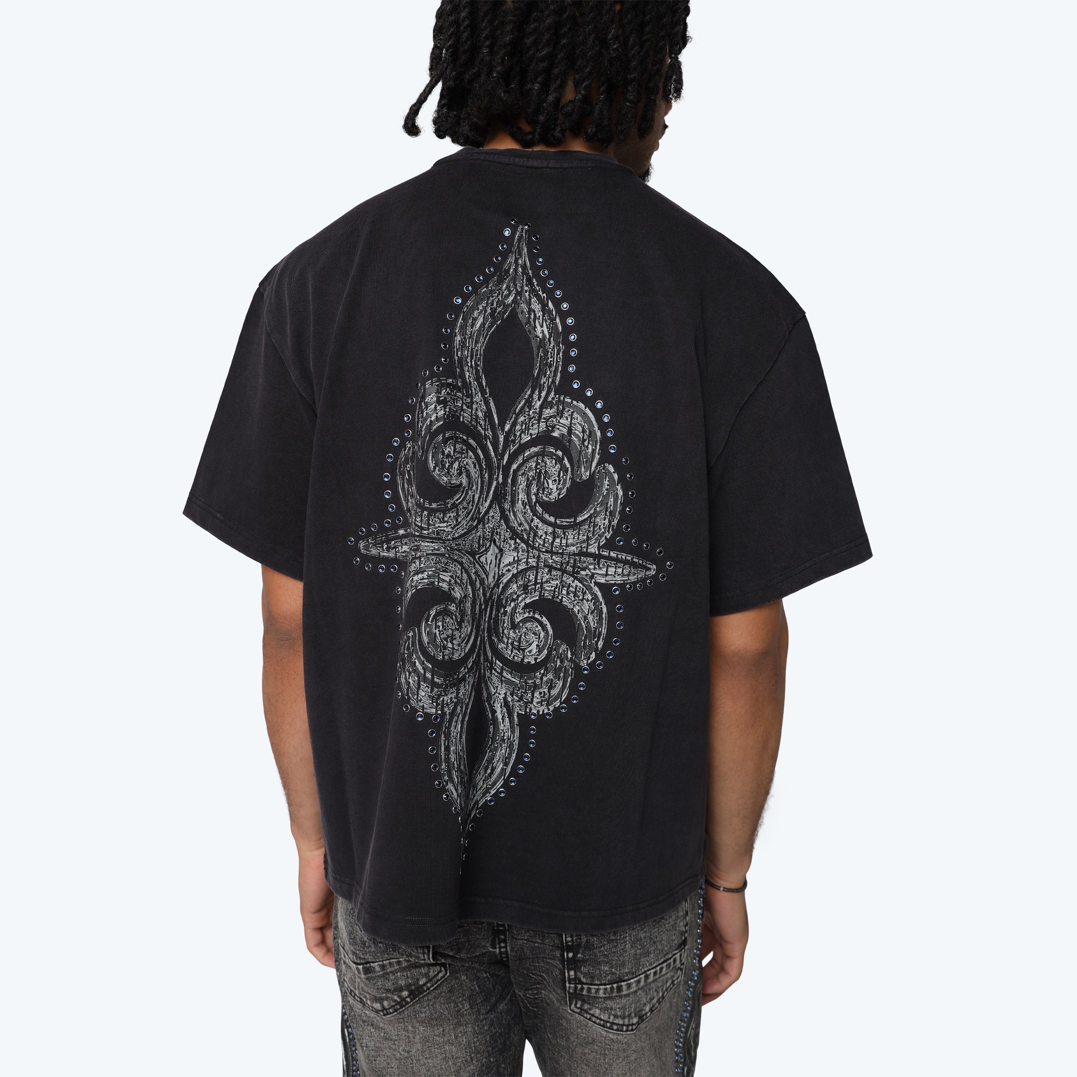 Wide Cropped Luminous T-Shirt - Black