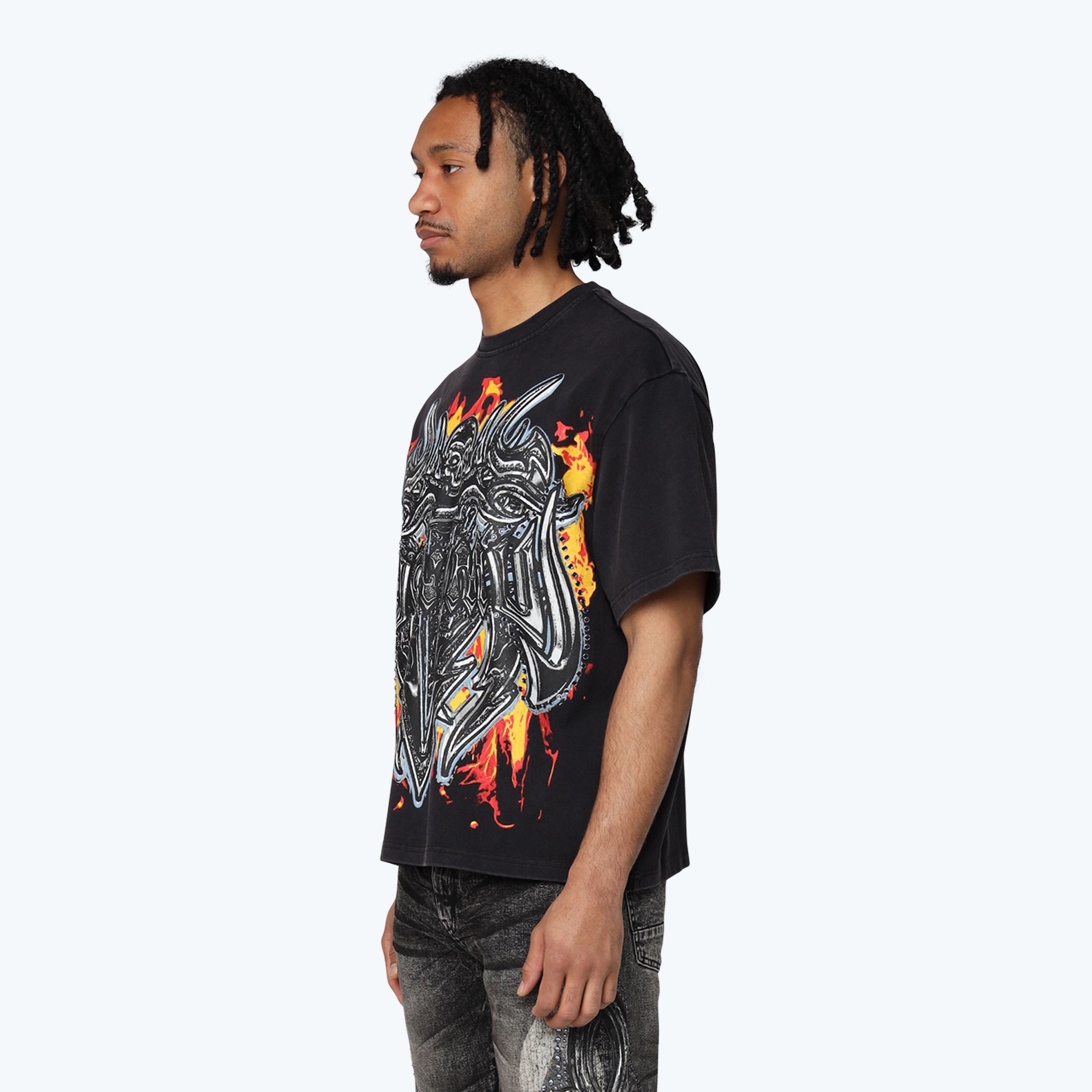 Wide Cropped Luminous T-Shirt - Black