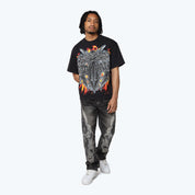 Wide Cropped Luminous T-Shirt - Black