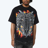 Wide Cropped Luminous T-Shirt - Black