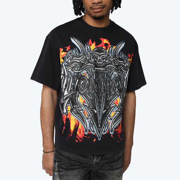 Wide Cropped Luminous T-Shirt - Black