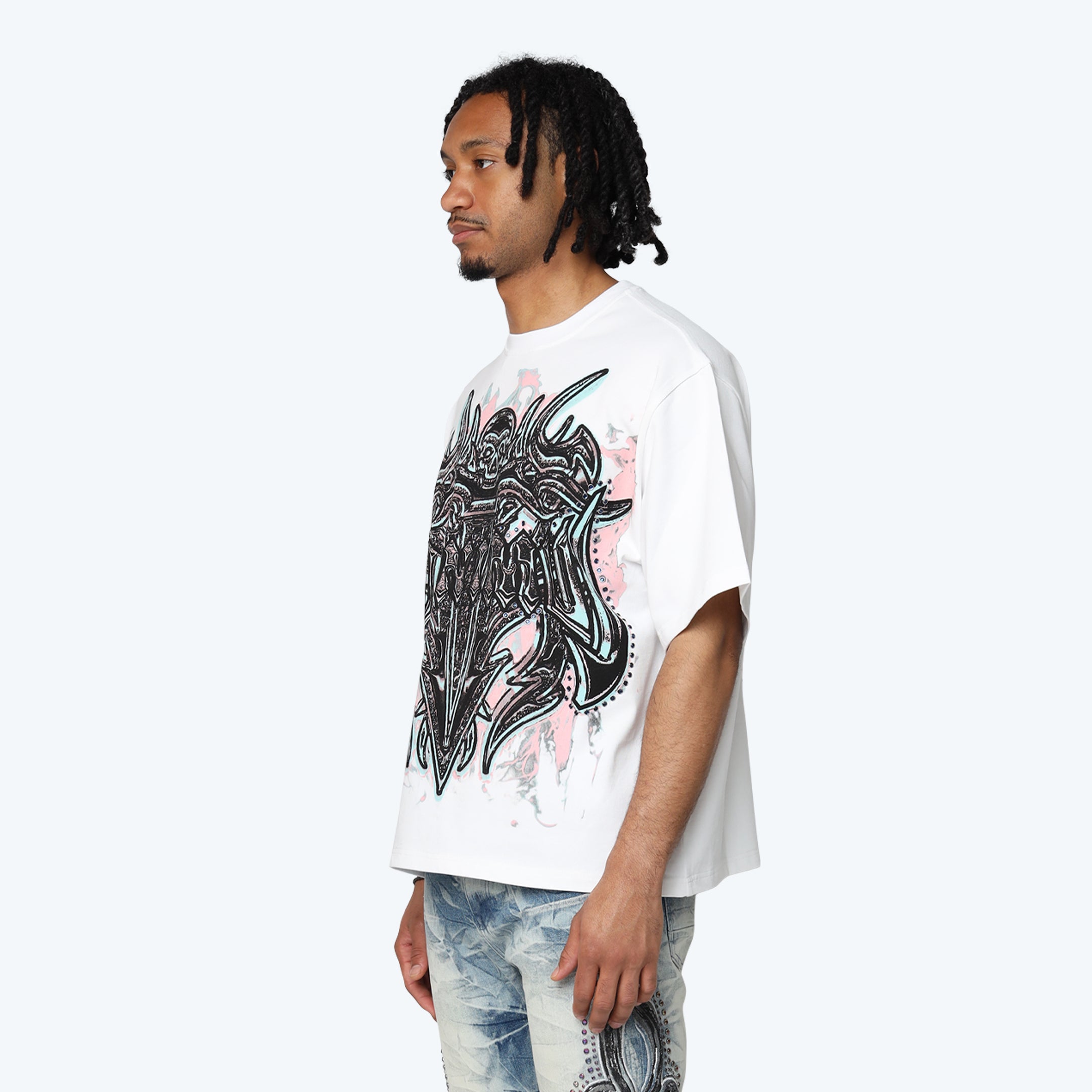 Wide Cropped Luminous T-Shirt - White