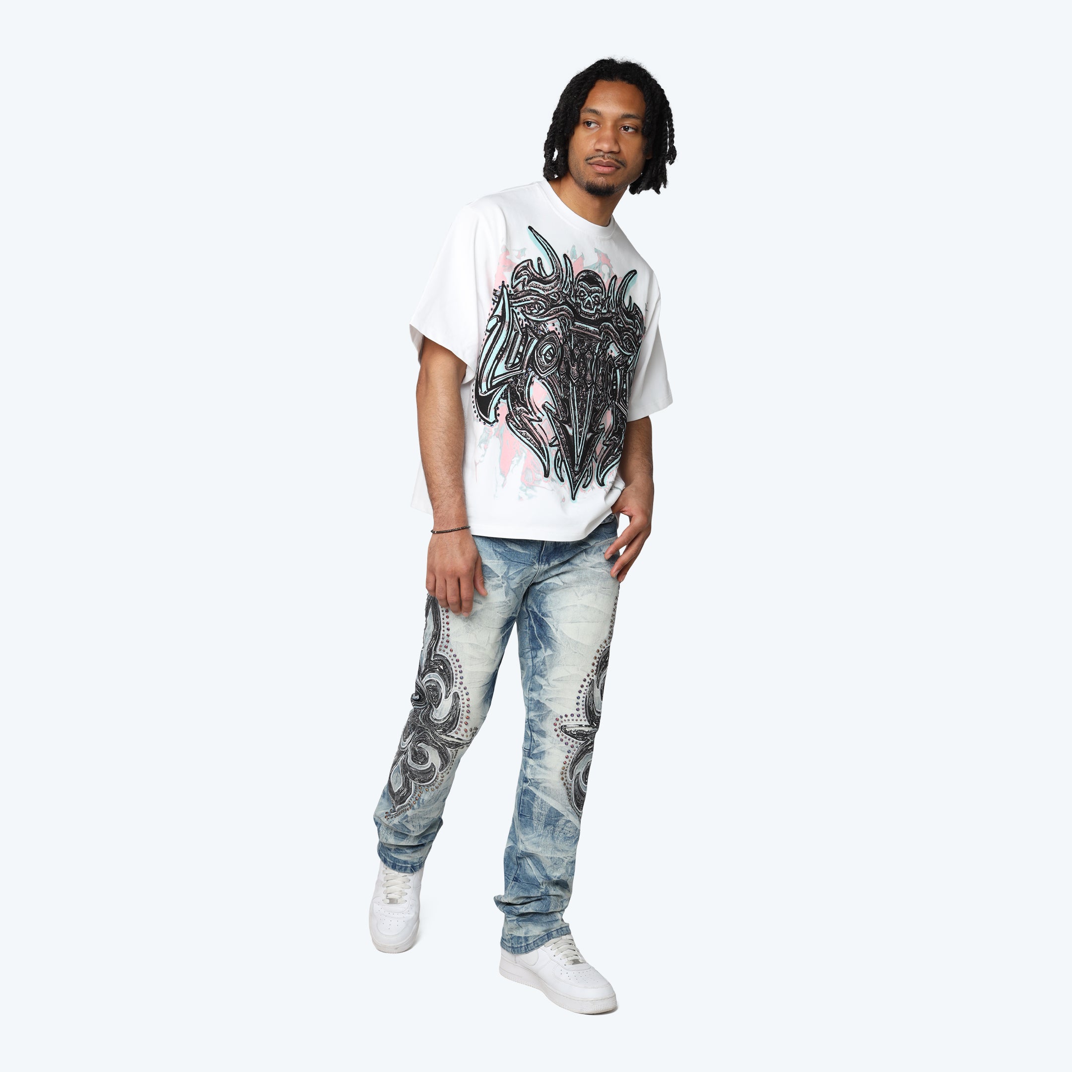 Wide Cropped Luminous T-Shirt - White
