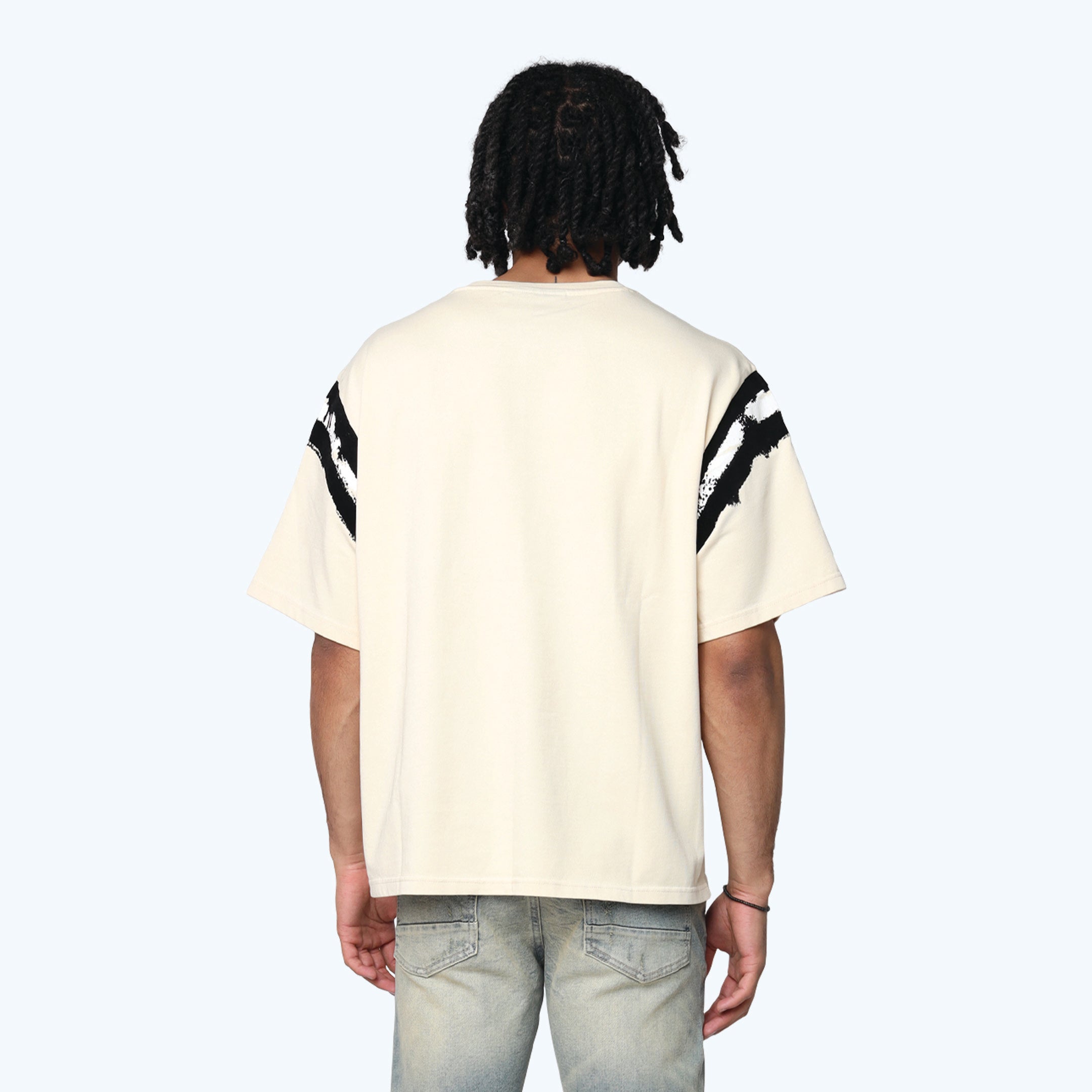 Wide Cropped Victory Flocking T-Shirt - Wood Ash