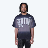 Wide Cropped Revival Rhinestone T-Shirt - Black