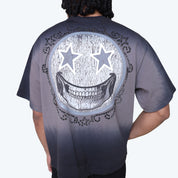 Wide Cropped Revival Rhinestone T-Shirt - Black