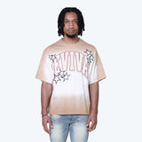 Wide Cropped Revival Rhinestone T-Shirt - Dune