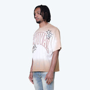 Wide Cropped Revival Rhinestone T-Shirt - Dune