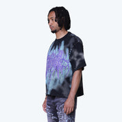 Wide Cropped Ascended Studded T-Shirt - Black