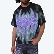 Wide Cropped Ascended Studded T-Shirt - Black