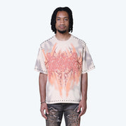 Wide Cropped Ascended Studded T-Shirt - Smoke Grey